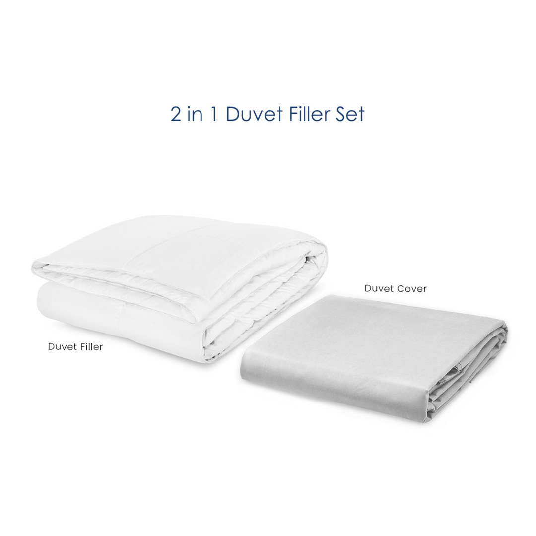 Soft Sewn Duvet Filler Set (King) - Zipper Closure, Silky Soft Microfiber