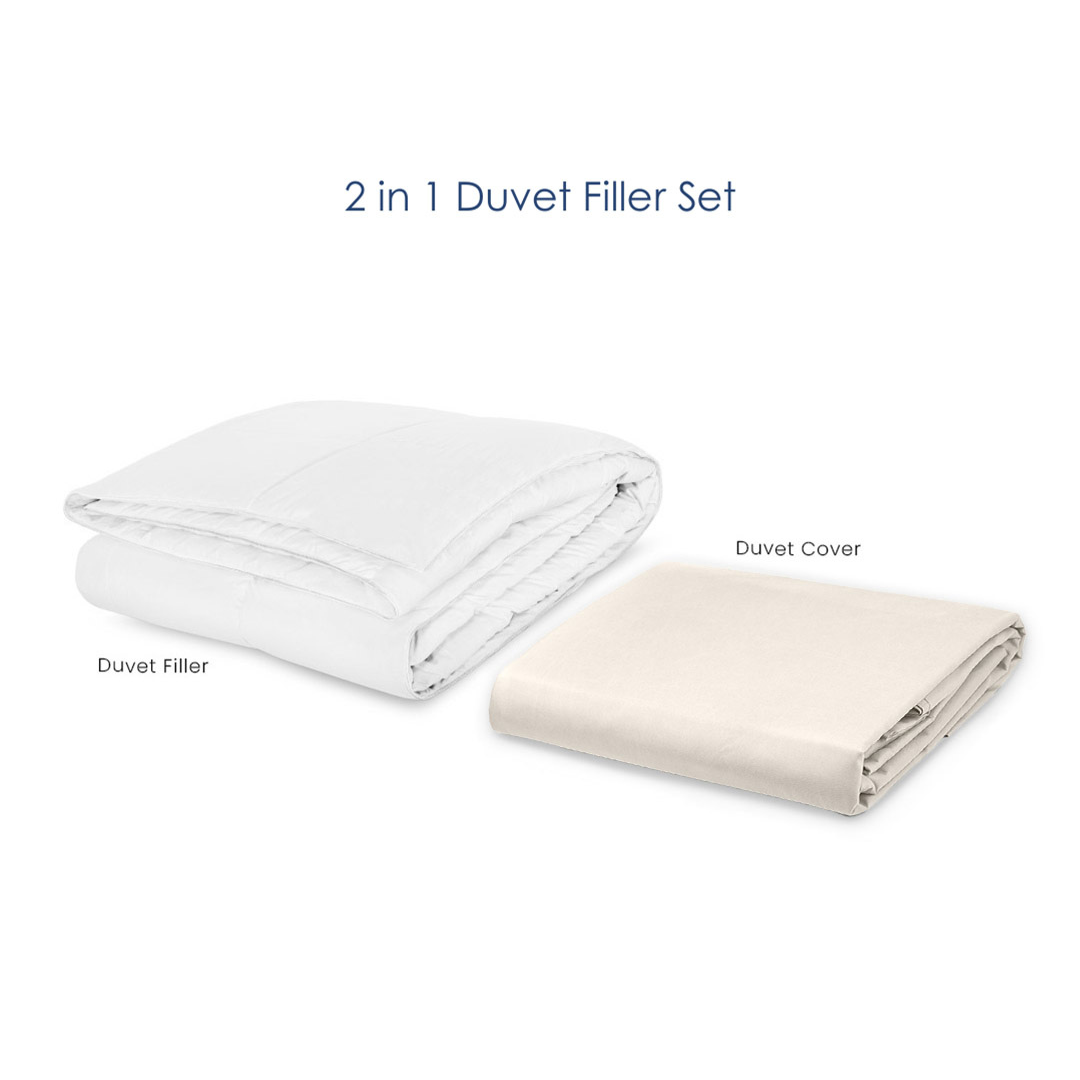 Soft Sewn Duvet Filler Set (Full) - Zipper Closure, Silky Soft Microfiber