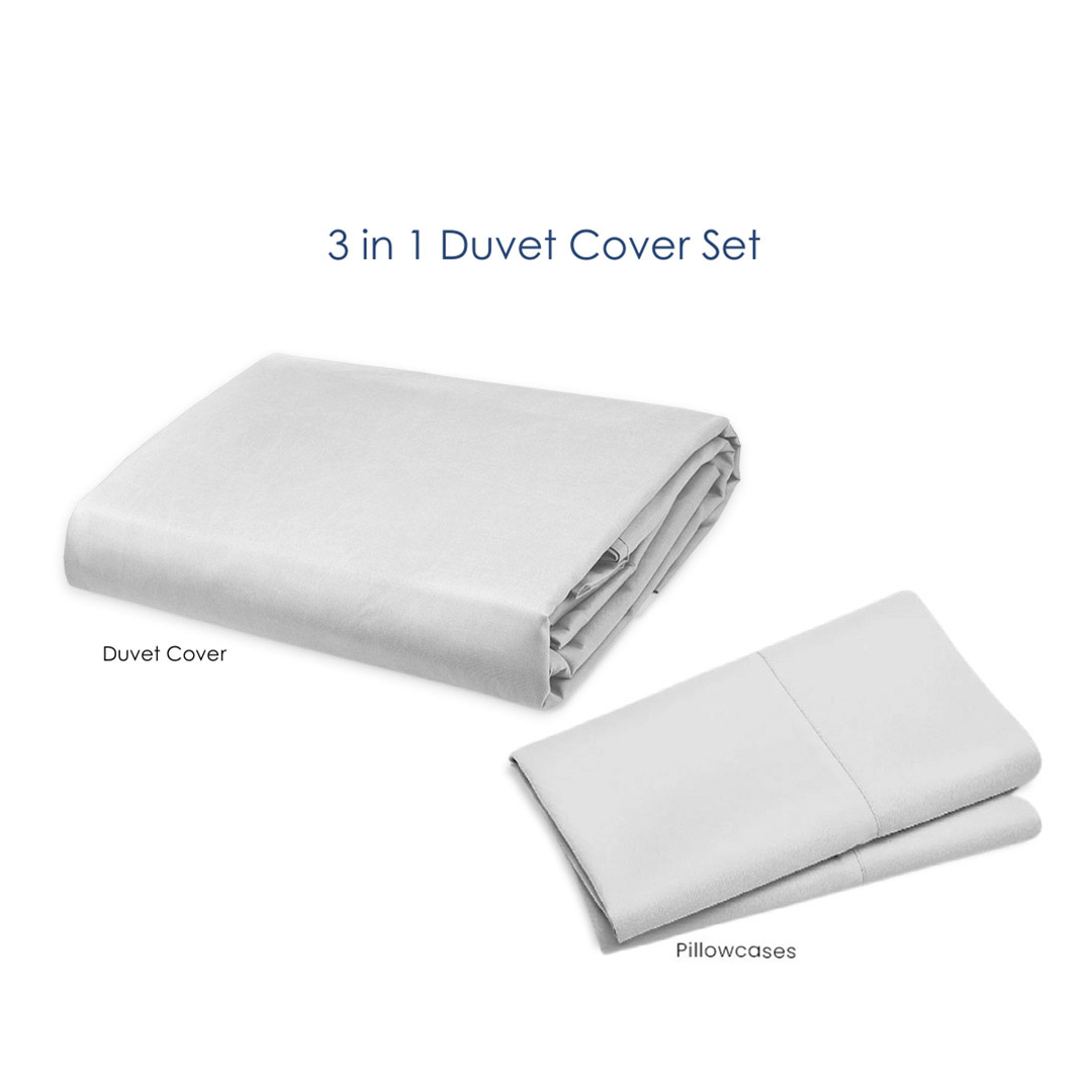 Soft Sewn Duvet Cover Set (Full) - Zipper Closure, Silky Soft Microfiber