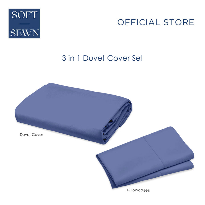 Soft Sewn Duvet Cover Set (Full) - Zipper Closure, Silky Soft Microfiber