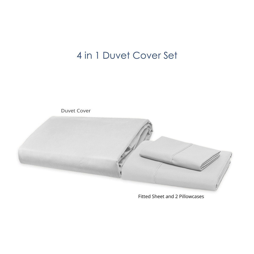 Soft Sewn Duvet Cover Set (Queen) - Zipper Closure, Silky Soft Microfiber