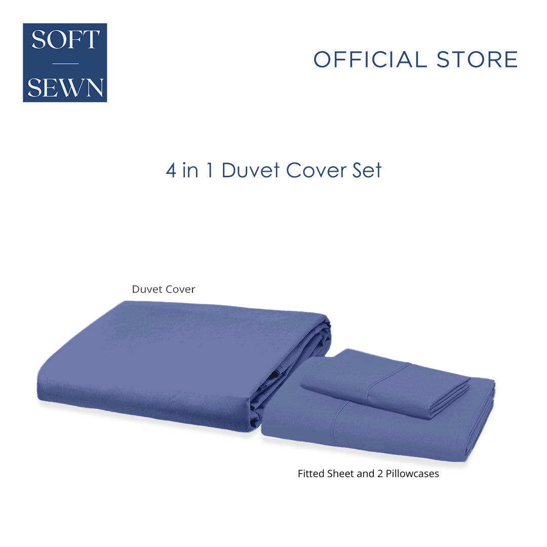 Soft Sewn Duvet Cover Set (Full) - Zipper Closure, Silky Soft Microfiber