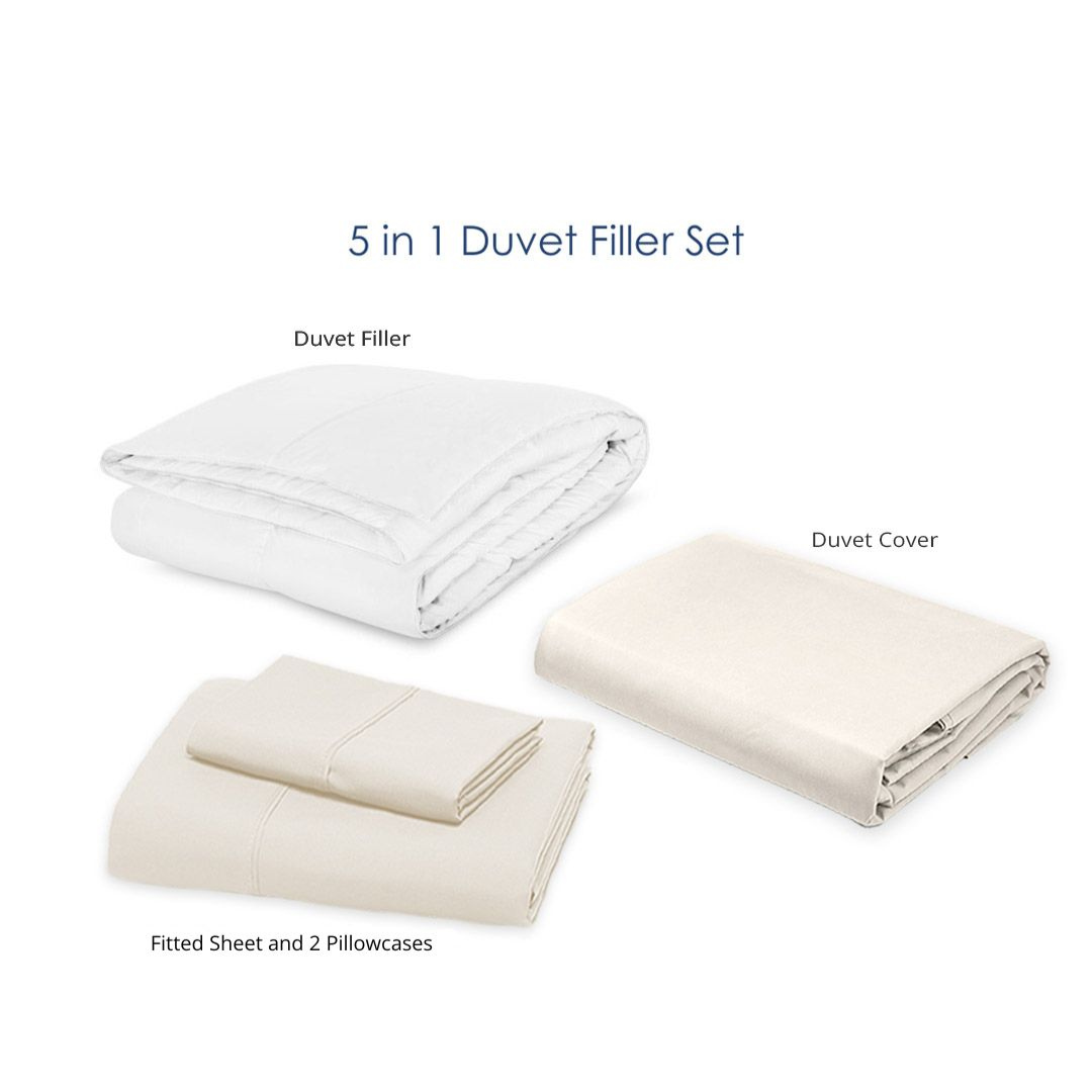 Soft Sewn Duvet Filler Set (Twin) - Zipper Closure, Silky Soft Microfiber