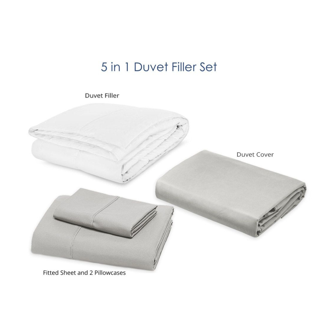 Soft Sewn Duvet Filler Set (Twin) - Zipper Closure, Silky Soft Microfiber