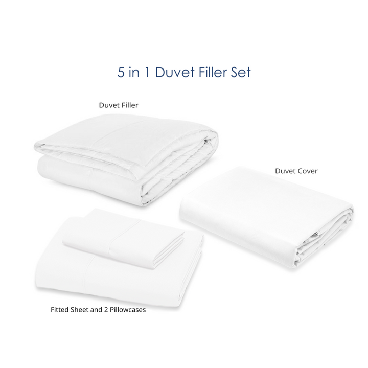 Soft Sewn Duvet Filler Set (Queen) - Zipper Closure, Silky Soft Microfiber