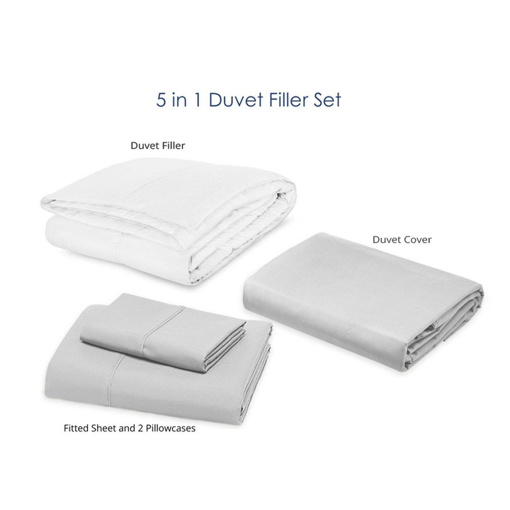 Soft Sewn Duvet Filler Set (Twin) - Zipper Closure, Silky Soft Microfiber